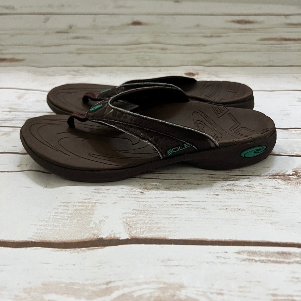 SOLE Flip Flop Sandals Brown Orthopedic Contoured Footbed W5